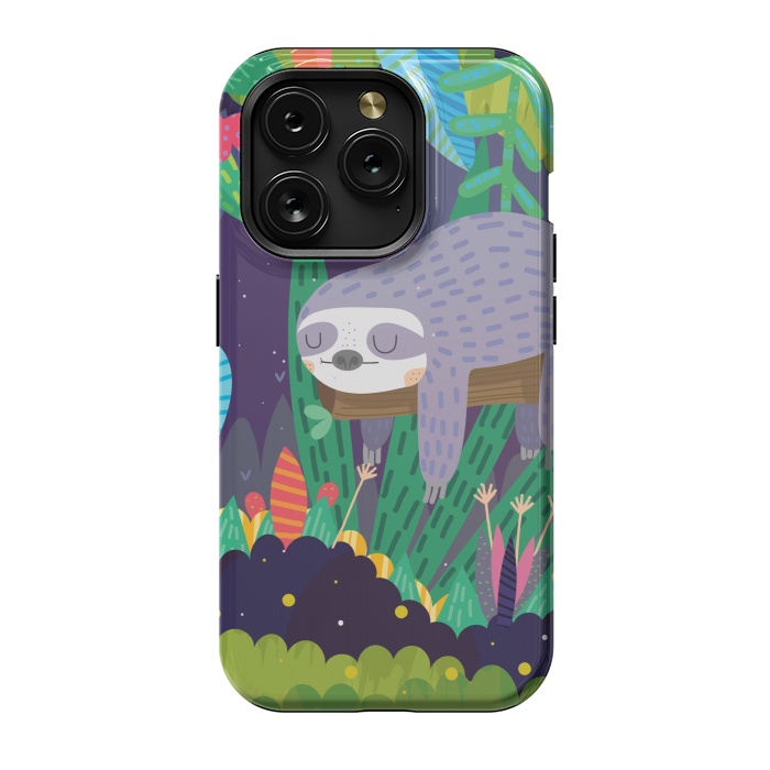 iPhone 15 Pro StrongFit Sloth in nature by Maria Jose Da Luz