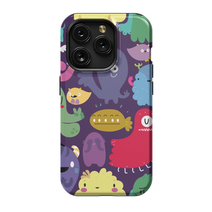 iPhone 15 Pro StrongFit Colorful monsters by Maria Jose Da Luz