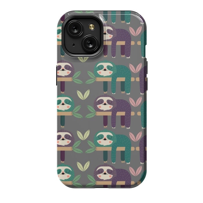 iPhone 15 StrongFit Sloths by Maria Jose Da Luz