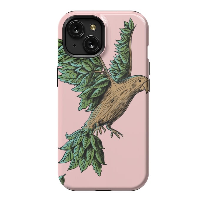 iPhone 15 StrongFit Wood Bird by Coffee Man