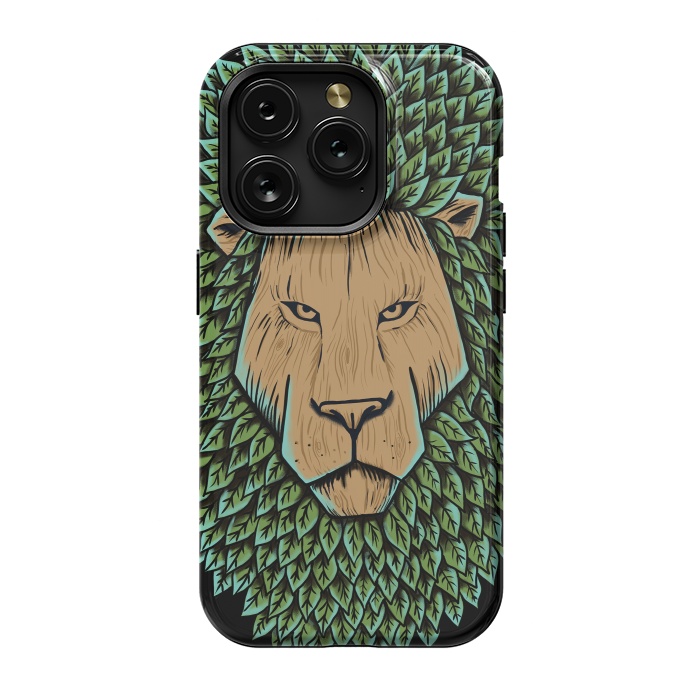 iPhone 15 Pro StrongFit Wood Lion by Coffee Man
