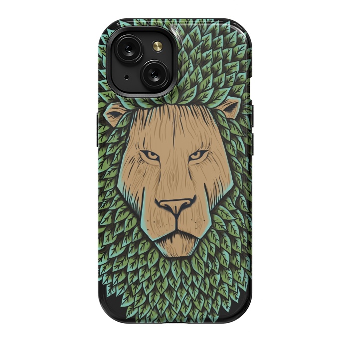 iPhone 15 StrongFit Wood Lion by Coffee Man