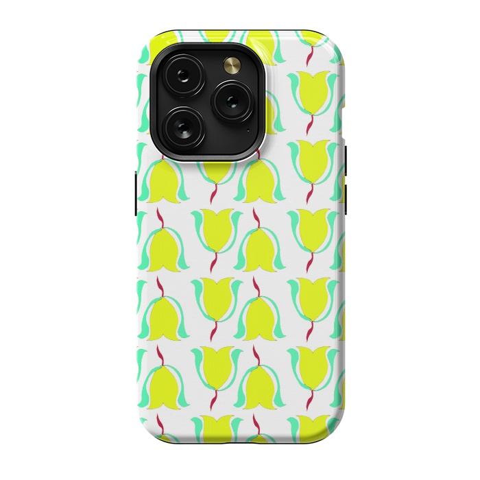 iPhone 15 Pro StrongFit Tulips de Chartreuse by Bettie * Blue