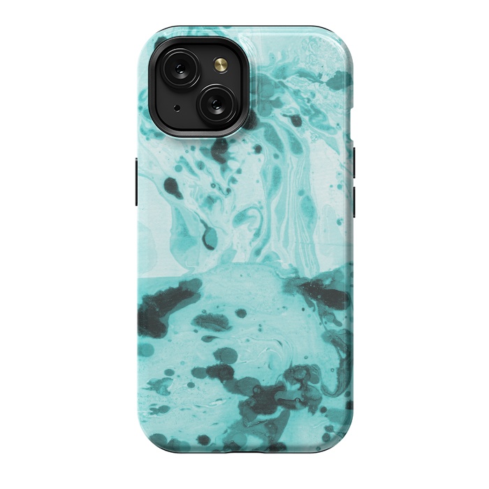 iPhone 15 StrongFit Turquoise Marble by Laura Grant