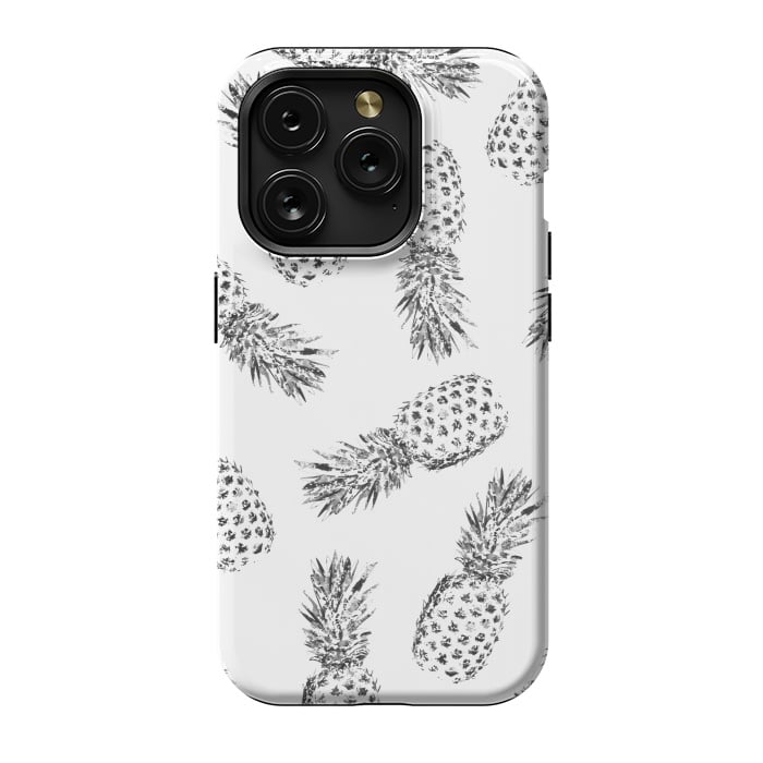 iPhone 15 Pro StrongFit Pineapples black and white by Rui Faria