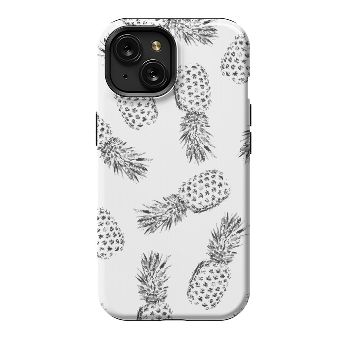 iPhone 15 StrongFit Pineapples black and white by Rui Faria