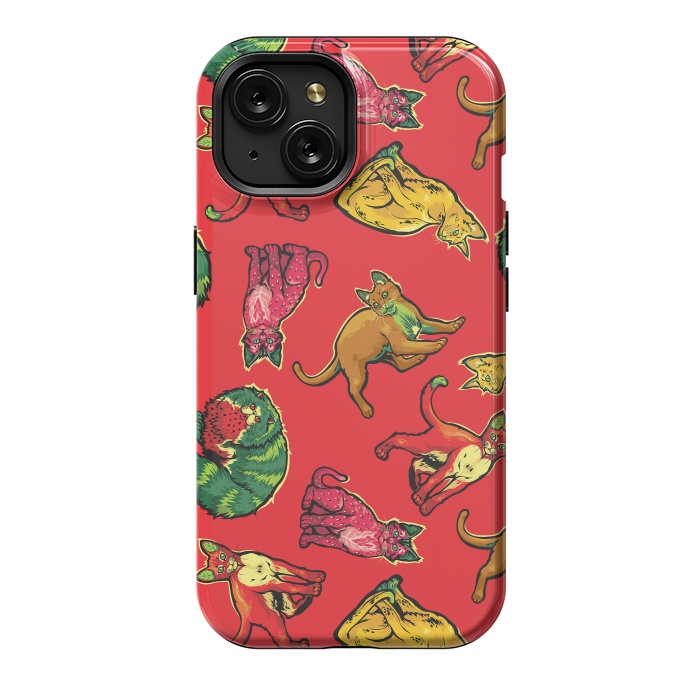 iPhone 15 StrongFit Fruit Cats by Draco