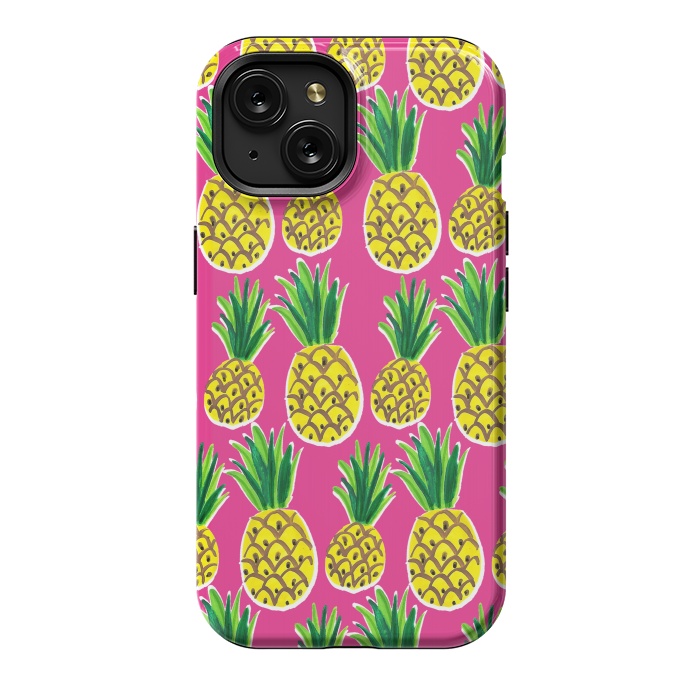 iPhone 15 StrongFit Painted pineapples by Laura Grant