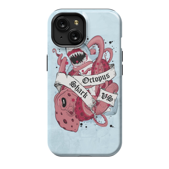 iPhone 15 StrongFit Shark vs Octopus by Sitchko