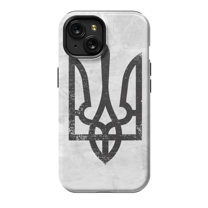 iPhone 15 StrongFit Ukraine White Grunge by Sitchko
