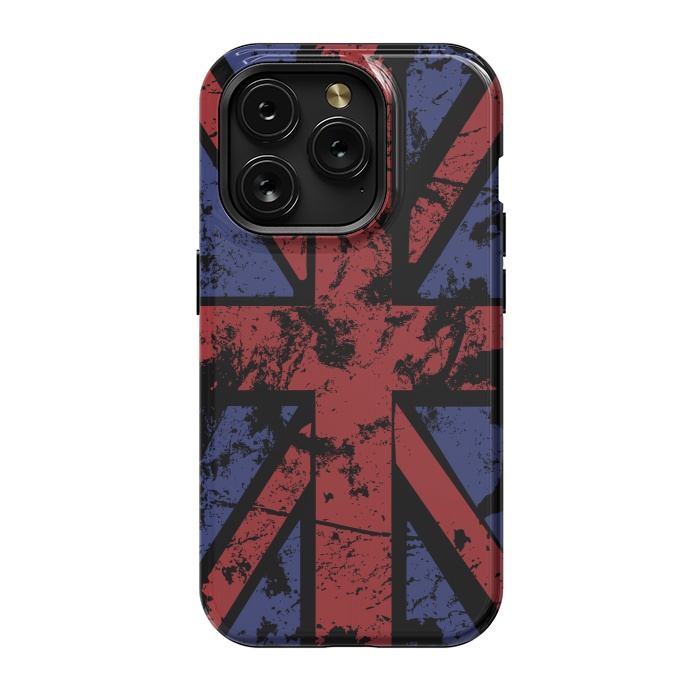 iPhone 15 Pro StrongFit Grunge UK Flag Black by Sitchko
