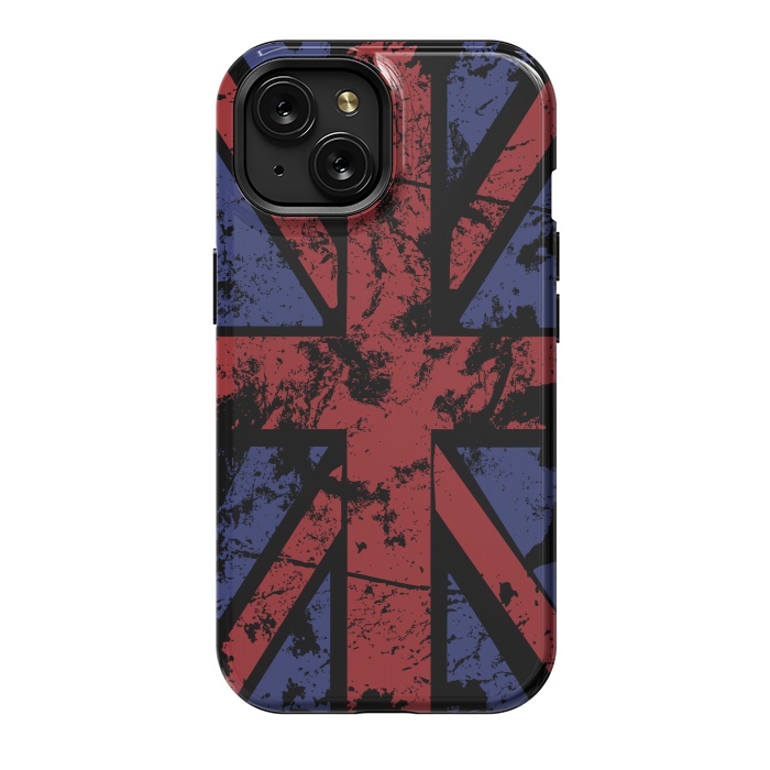 iPhone 15 StrongFit Grunge UK Flag Black by Sitchko
