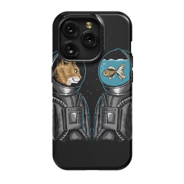 iPhone 15 Pro StrongFit Astronaut cat and fish by Coffee Man