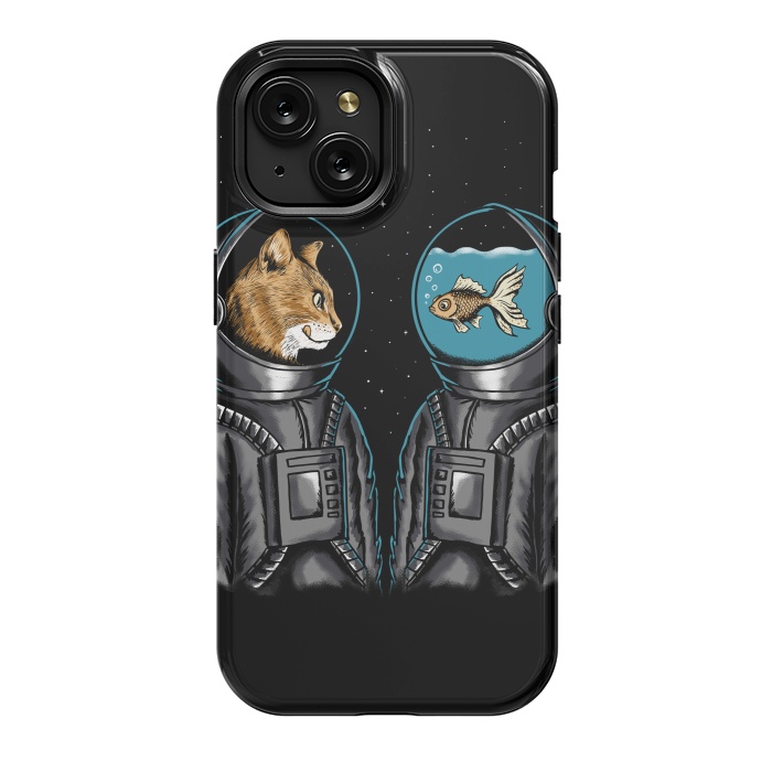 iPhone 15 StrongFit Astronaut cat and fish by Coffee Man