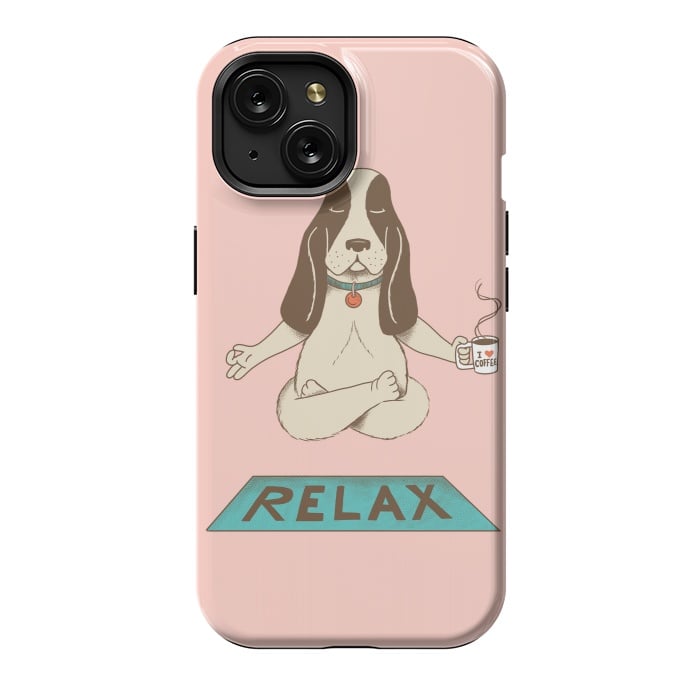 iPhone 15 StrongFit Dog Relax Rose by Coffee Man