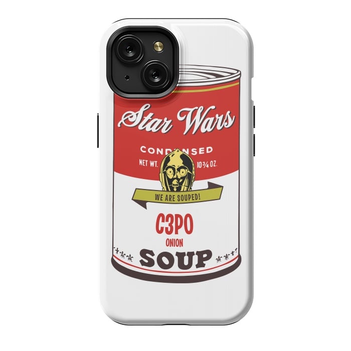 iPhone 15 StrongFit Star Wars Campbells Soup C3PO by Alisterny
