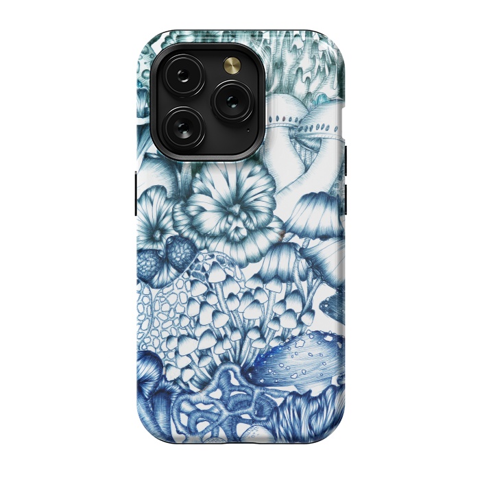 iPhone 15 Pro StrongFit A Medley of Mushrooms in Blue by ECMazur 