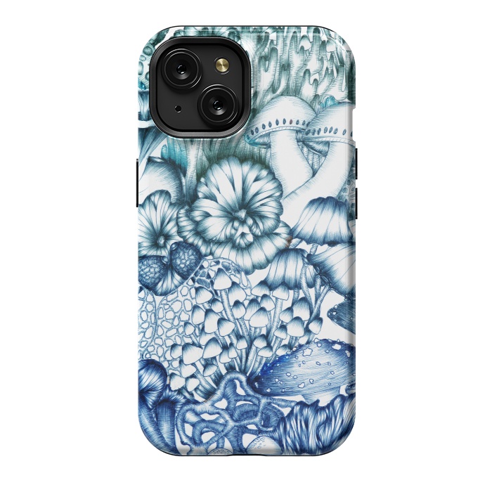 iPhone 15 StrongFit A Medley of Mushrooms in Blue by ECMazur 