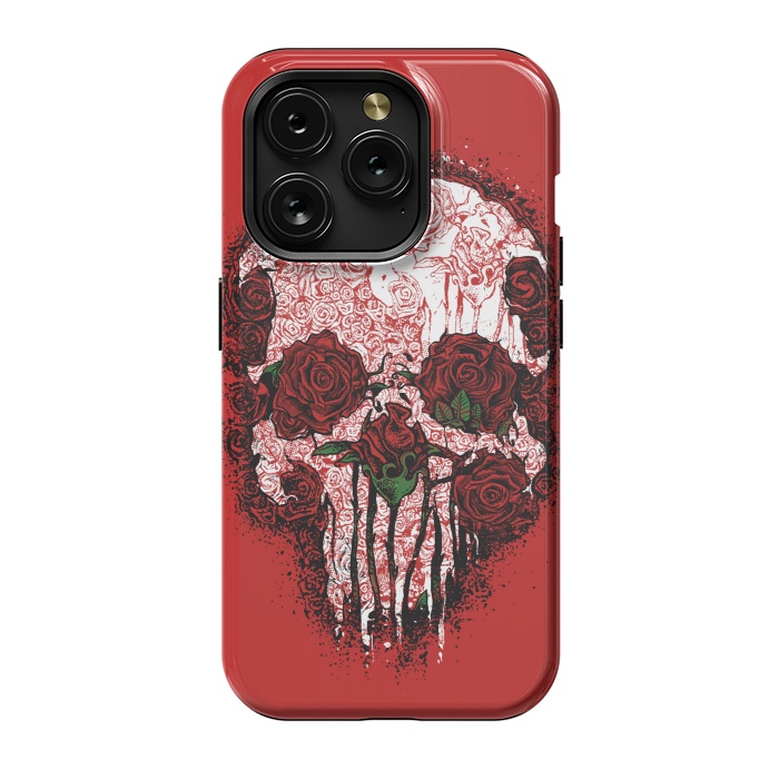 iPhone 15 Pro StrongFit Skull Roses by Branko Ricov
