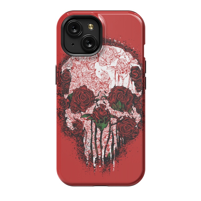 iPhone 15 StrongFit Skull Roses by Branko Ricov