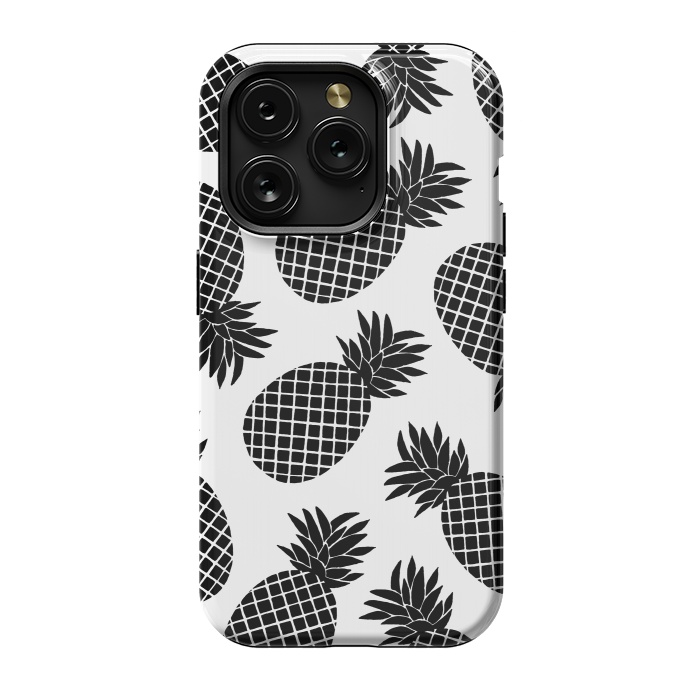 iPhone 15 Pro StrongFit Pineapple In Black  by Amaya Brydon