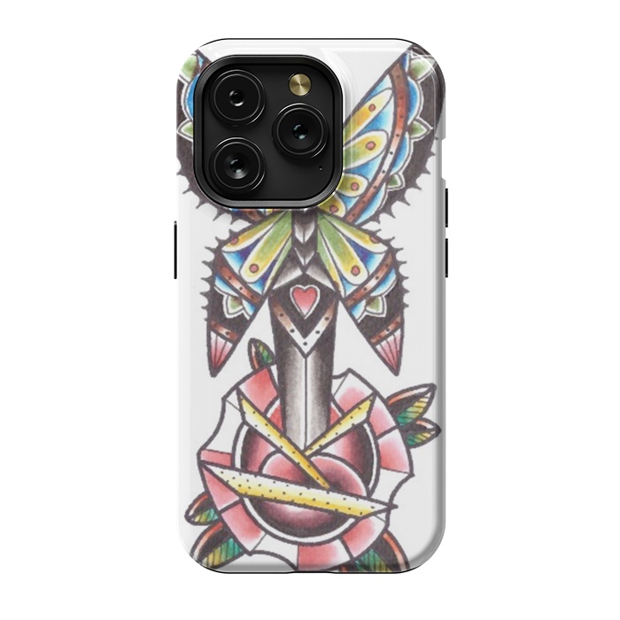iPhone 15 Pro StrongFit Butterfly dagger rose by Evaldas Gulbinas 