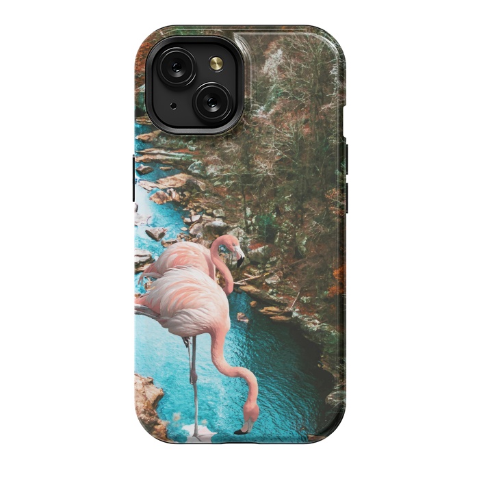 iPhone 15 StrongFit Flamingo Forest by Uma Prabhakar Gokhale
