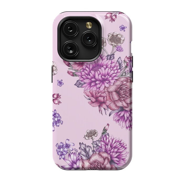 iPhone 15 Pro StrongFit Pink Vintage Florals by ECMazur 