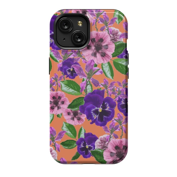 iPhone 15 StrongFit Orange Floral Garden by Zala Farah