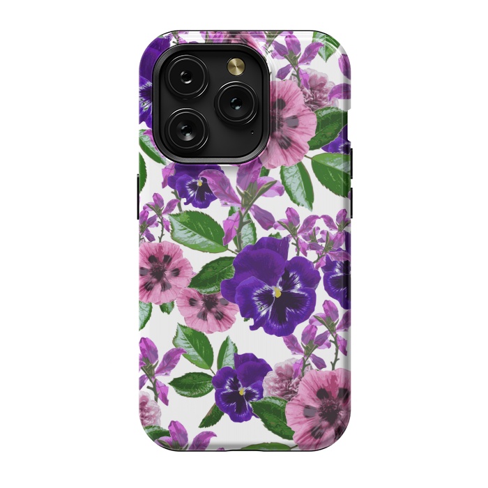 iPhone 15 Pro StrongFit White Floral Garden by Zala Farah