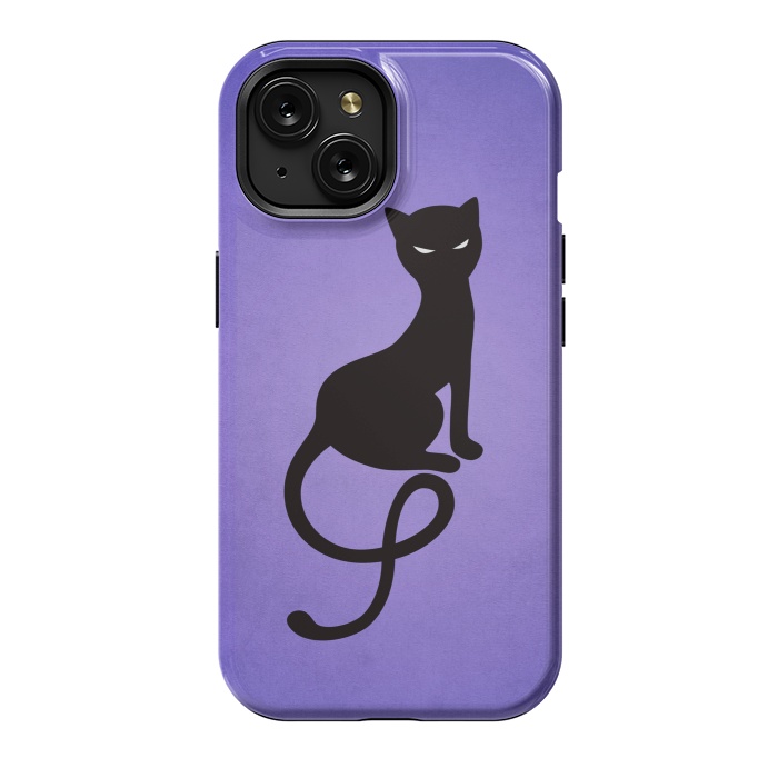 iPhone 15 StrongFit Purple Gracious Evil Black Cat by Boriana Giormova