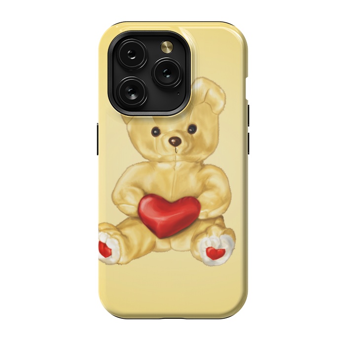iPhone 15 Pro StrongFit Cute Teddy Bear Hypnotist With Heart by Boriana Giormova