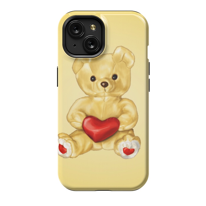 iPhone 15 StrongFit Cute Teddy Bear Hypnotist With Heart by Boriana Giormova
