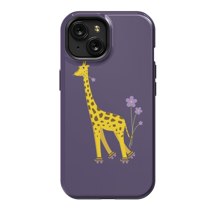 iPhone 15 StrongFit Cute Funny Rollerskating Giraffe by Boriana Giormova