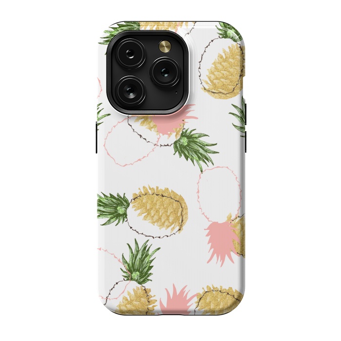 iPhone 15 Pro StrongFit Pineapples & Pine Cones by Uma Prabhakar Gokhale