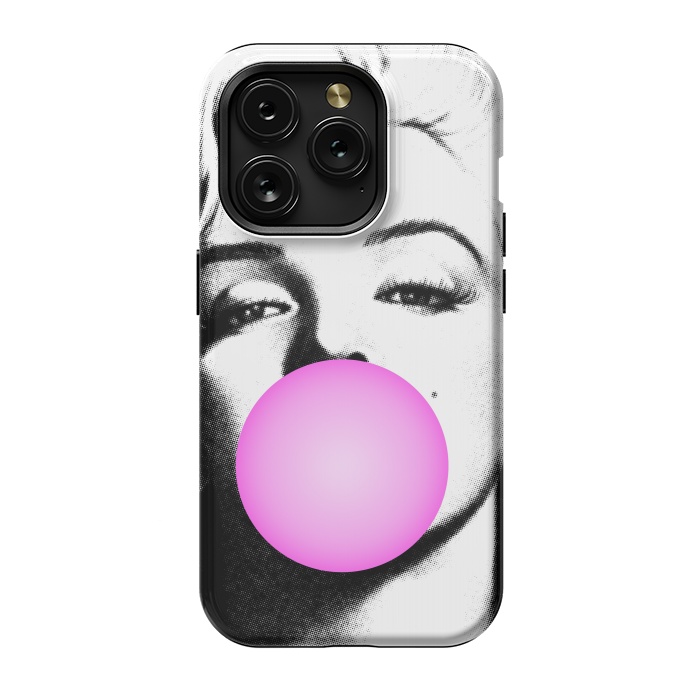iPhone 15 Pro StrongFit Marilyn Chewing Gum Bubble by Mitxel Gonzalez