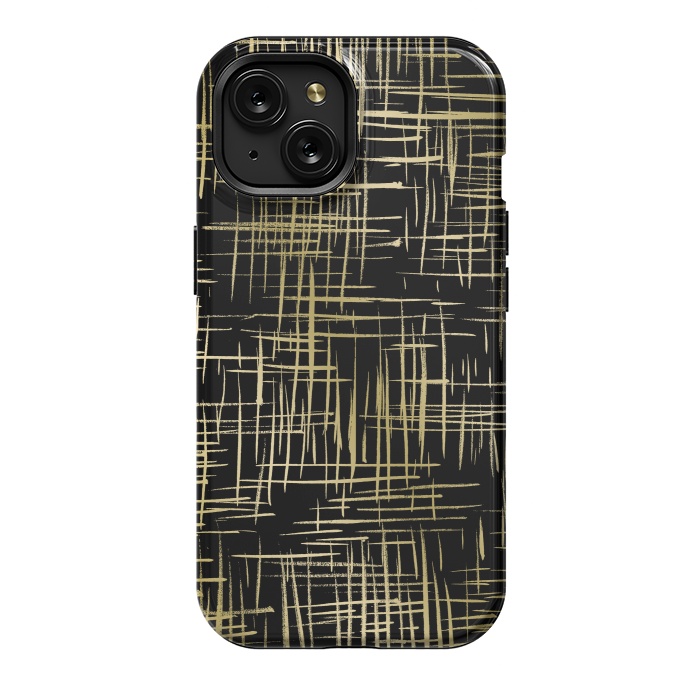 iPhone 15 StrongFit Crosshatch Black by Caitlin Workman