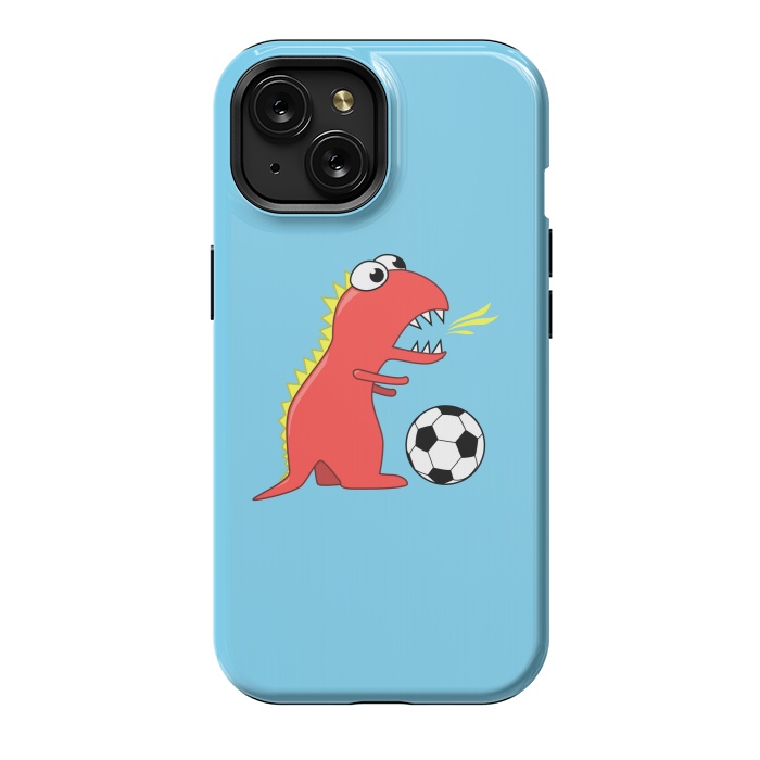iPhone 15 StrongFit Funny Cartoon Dinosaur Soccer Player by Boriana Giormova
