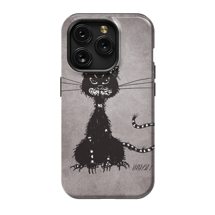 iPhone 15 Pro StrongFit Ragged Evil Black Cat by Boriana Giormova