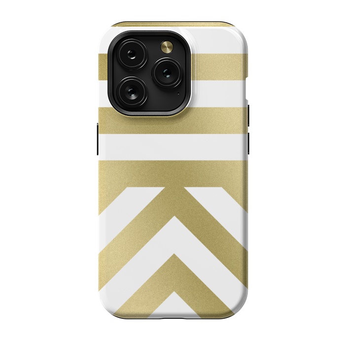 iPhone 15 Pro StrongFit Gold Chevron Stripes by Caitlin Workman
