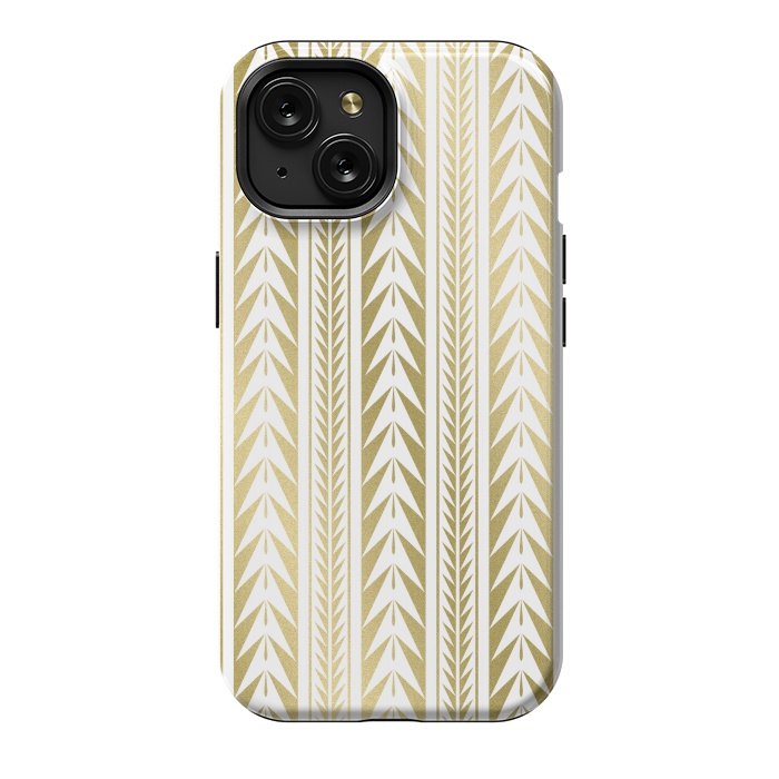 iPhone 15 StrongFit Edgy Gold Stripes by Caitlin Workman
