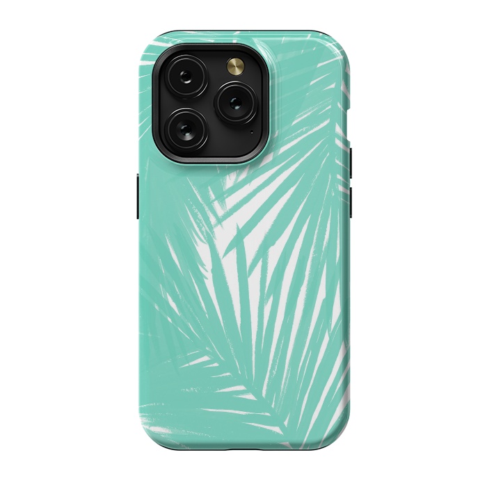 iPhone 15 Pro StrongFit Palms Teal by Caitlin Workman