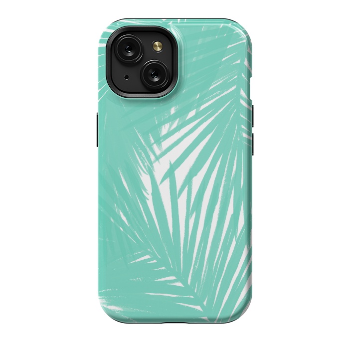 iPhone 15 StrongFit Palms Teal by Caitlin Workman