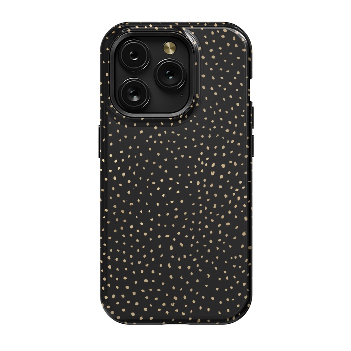 iPhone 15 Pro StrongFit Dotted Gold and Black by Caitlin Workman