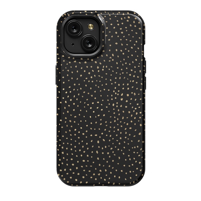 iPhone 15 StrongFit Dotted Gold and Black by Caitlin Workman