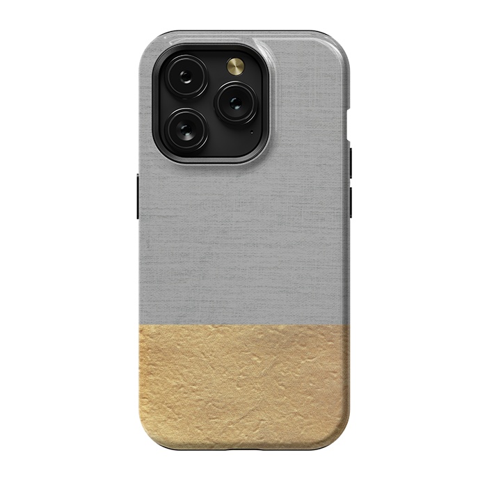 iPhone 15 Pro StrongFit Color Blocked Gold and Grey by Caitlin Workman