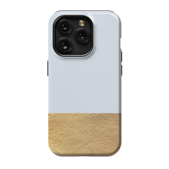 iPhone 15 Pro StrongFit Color Block Light Blue and Gold by Caitlin Workman