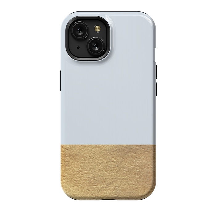 iPhone 15 StrongFit Color Block Light Blue and Gold by Caitlin Workman