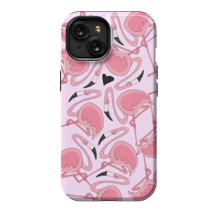 iPhone 15 StrongFit Flamingo Love by Alice De Marco