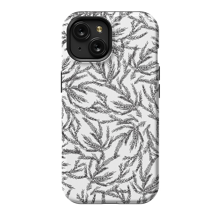 iPhone 15 StrongFit Black Coral Ferns by Caitlin Workman